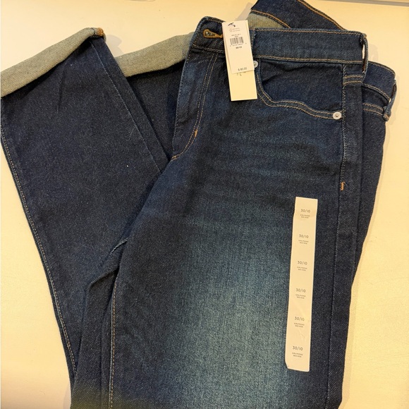 Banana Republic Denim - Banana Republic Girlfriend Mid-Rise Women's Dark Blue Straight Leg Jeans size 10